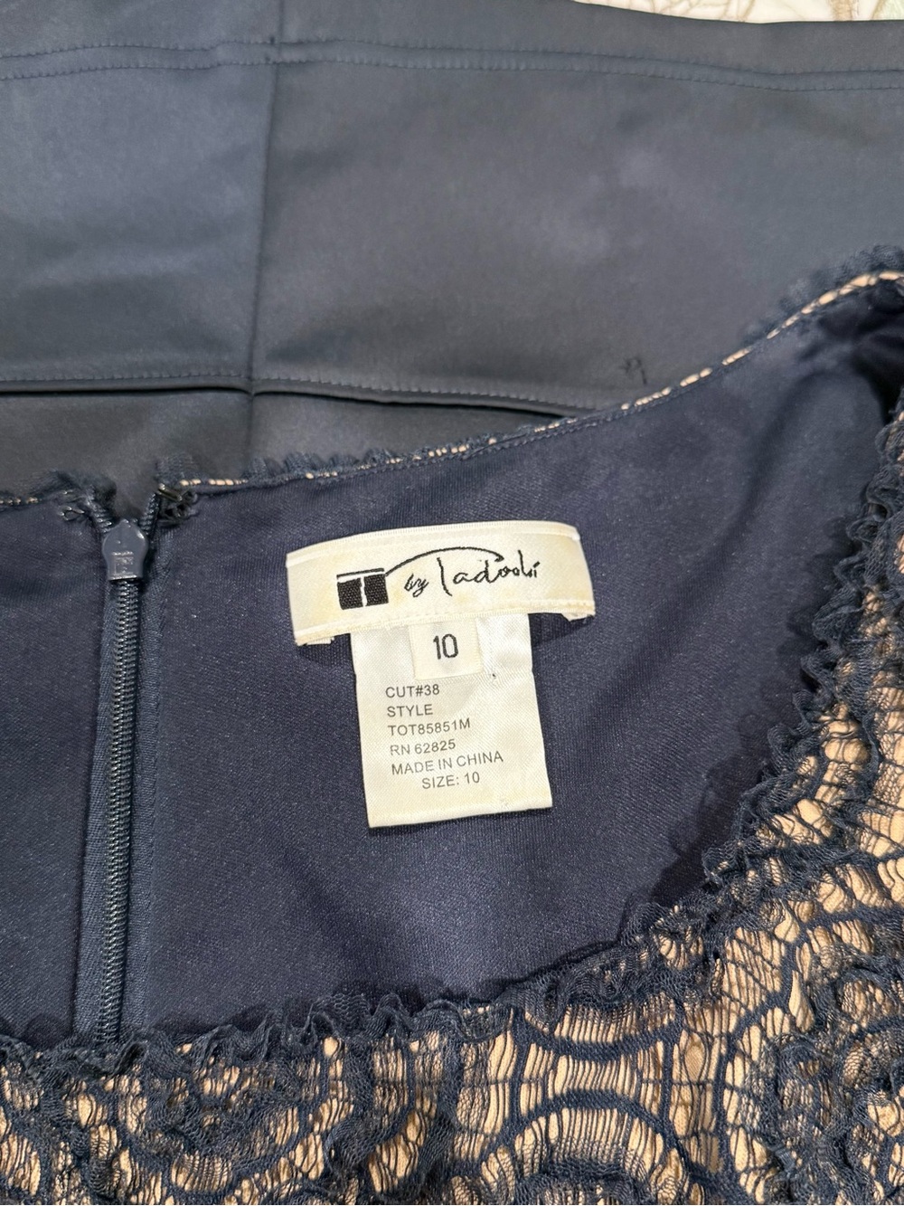 T by Tadashi Deep Navy Satin Cocktail Sheath Dress - Picture 8 of 8